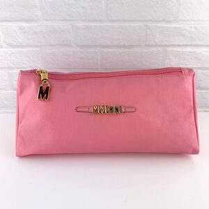Vintage RARE Moschino Redwall Pink Nylon Zip Make Up Bag Cosmetic Pouch